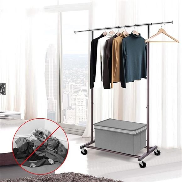 Simple Trending Standard Rod Clothing Garment Rack Rolling Clothes